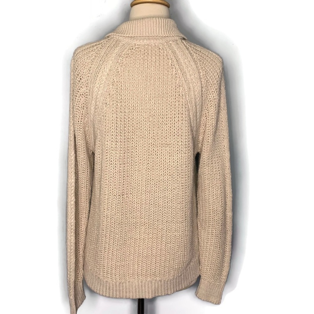 Garnet Hill Cream Chunky Knit Button-Front Cardigan - Picture 3 of 12